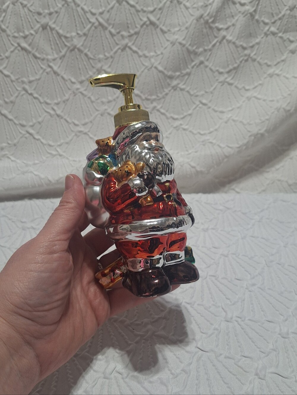 Vintage 1998 Allure Santa Claus Ceramic Soap Lotion Dispenser Christmas Holiday